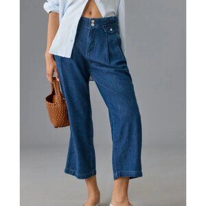 Pilcro Mid-Rise Pleated Trouser Jeans Medium Wash Ankle Belted Size 32